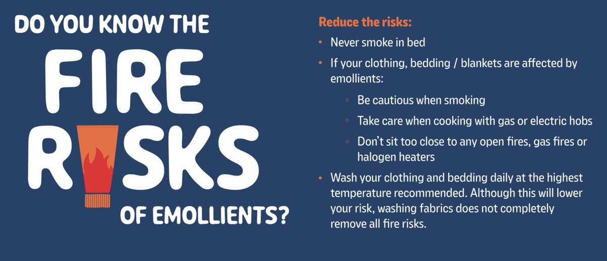 Emollients like creams, sprays and lotions can act as an accelerant when absorbed into clothing and exposed to flames or heat! If you're a smoker, find out how you can reduce the risks this #NoSmokingDay with our new emollients safety campaign 👉bit.ly/HIWFRSEmollien…