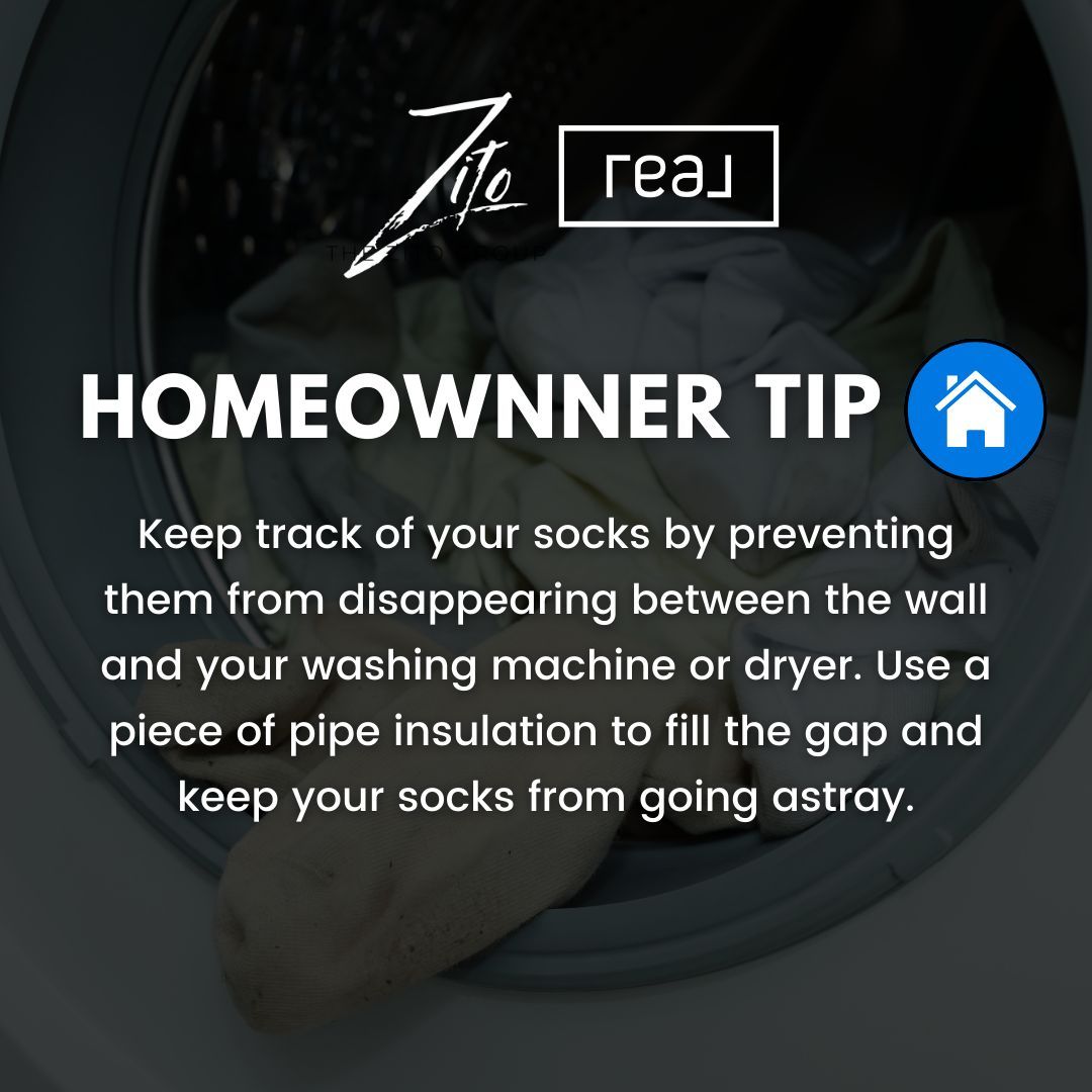 Never lose socks again! Say goodbye to disappearing laundry with this simple tip: place pipe insulation between your washing machine, dryer, and the wall. 🏡🧦✅ 

#HomeHacks #LaundryTips #RealEstateLife #HomeOrganization #SocksSaver #DIYHome #PropertyCare