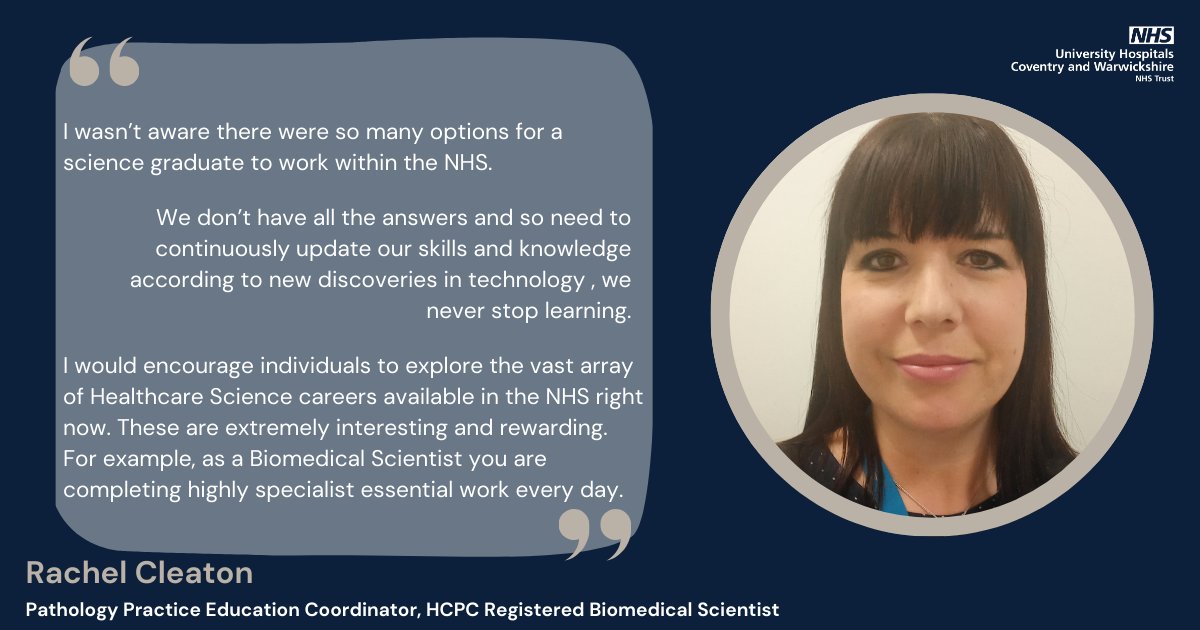 ✨This week is Healthcare Science Week! We spoke to Rachel Cleaton, Pathology Practice Education Coordinator and HCPC Registered Biomedical Scientist about her healthcare science journey. 🔗Interested in a biomedical science career? Find out more: ibms.org/registration/b…