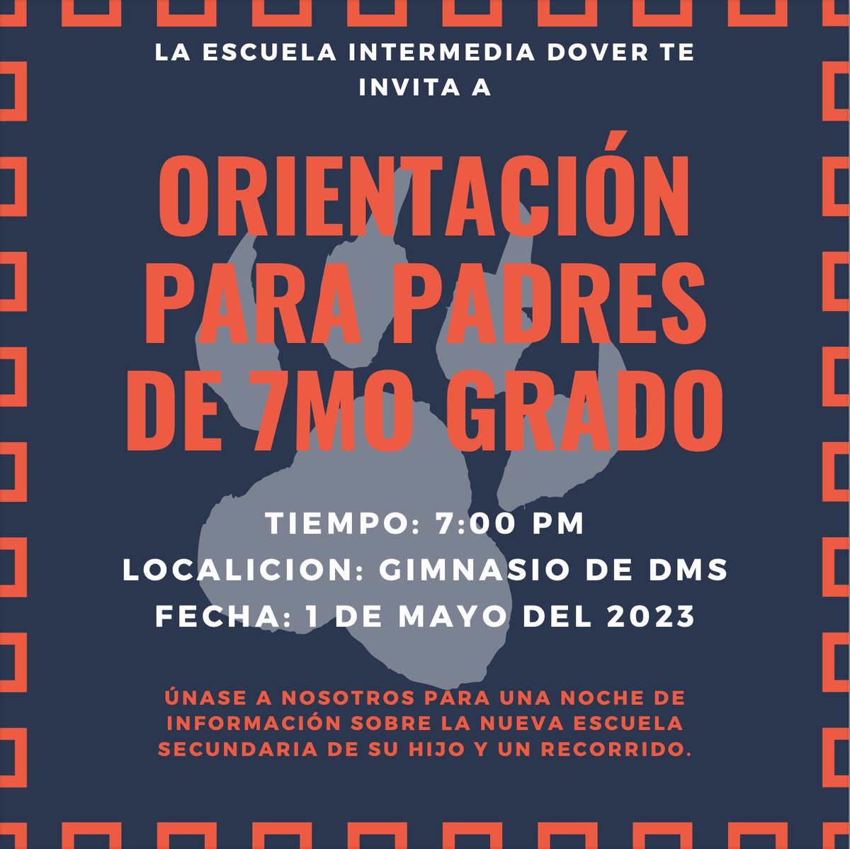DoverMiddleNJ's tweet photo. DMS 7th-Grade Parent Orientation. We hope to see all of our future 7th-grade parents on May 1, 2024, at 7 pm. @EDETIGERS @north_dover @AcademyStreetES @PublicDover https://t.co/O4KAFzpLXy