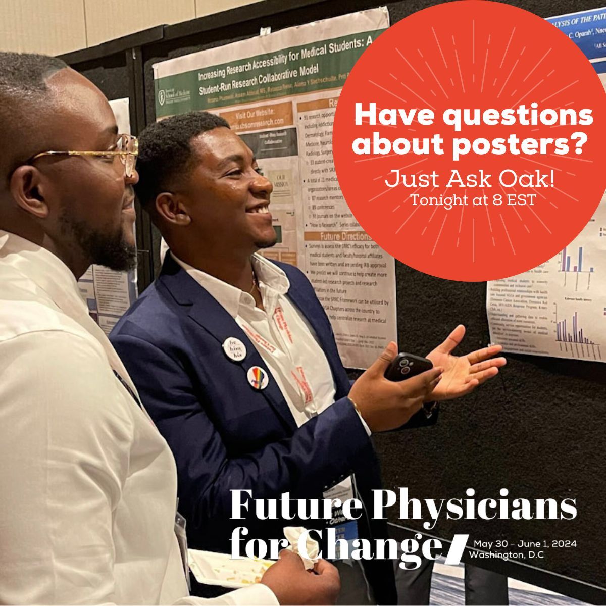 New to postering? This is your chance. Join us tonight at 8 pm EST to chat with Oak — AMSA's national fellow and poster session ambassador! Register to JOIN US for this live chat — it'll be fun >> buff.ly/3PoFYyH #FP4Change2024 #WeDare