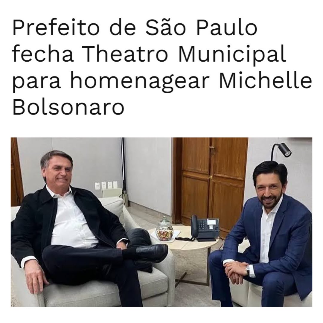 ErikakHilton's tweet photo. É ultrajante a notícia que Ricardo Nunes usará dinheiro público para homenagear Michelle Bolsonaro.

Enquanto as UBSs de São Paulo estão sobrecarregadas durante uma epidemia de dengue, o Prefeio gastará o dinheiro dos nossos impostos pra homenagear uma pessoa investigada pela PF por desvio de bens públicos.

Ricardo Nunes dia após dia mostra seu desprezo pela Cidade que deveria governar. Seu único objetivo é, por meio de alianças com o que há de pior na política, se manter no cargo a despeito de toda São Paulo.

E agora, no Theatro Municipal, quer fazer uma cerimônia que escancara um teatro ainda maior: a de entrega das chaves da Cidade pra Bolsonaro em busca da reeleição.