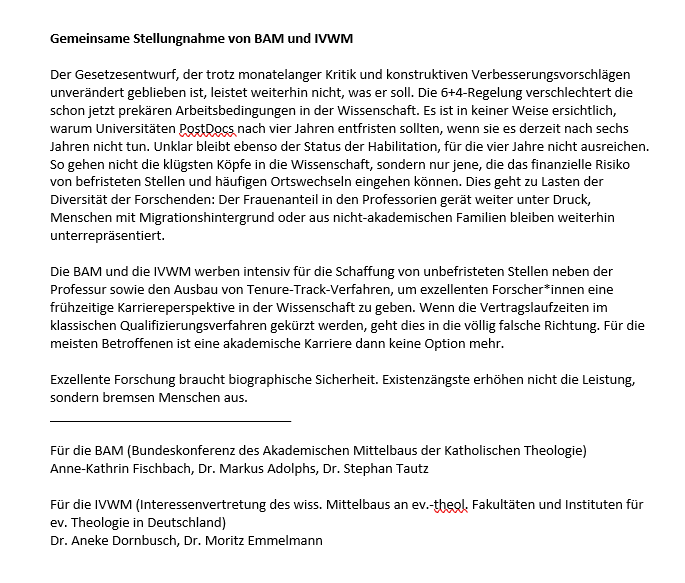markusadolphs's tweet photo. "Exzellente Forschung braucht biographische Sicherheit. Existenzängste erhöhen nicht die Leistung, sondern bremsen Menschen aus."
Der Mittelbau der kath. und evang. Theologie protestiert gegen das WissZeitVG. #IchbinHanna #ichbinreyhan #WissZeitVG
https://t.co/dlG1Nts0RR https://t.co/q8XMynvaI4