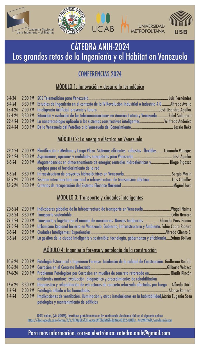 anihven's tweet photo. En el marco de la CÁTEDRA ANIH 2024, los invitamos cordialmente a asistir.

La inscripción es gratuita y libre para todos los interesados.
Se informará de la apertura del proceso por las redes sociales y en el sitio web de la academia. Enlace de inscripción en el folleto. https://t.co/cnh8dKWruU