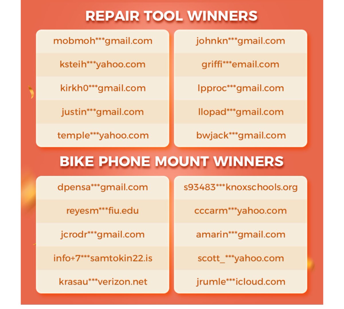 ebikeadvisor's tweet photo. Engwe Giveaway Winners !!!
#engwe  #giveaway #engwebikes #ebike #topebike #win #winners https://t.co/XyRJpk7IgD