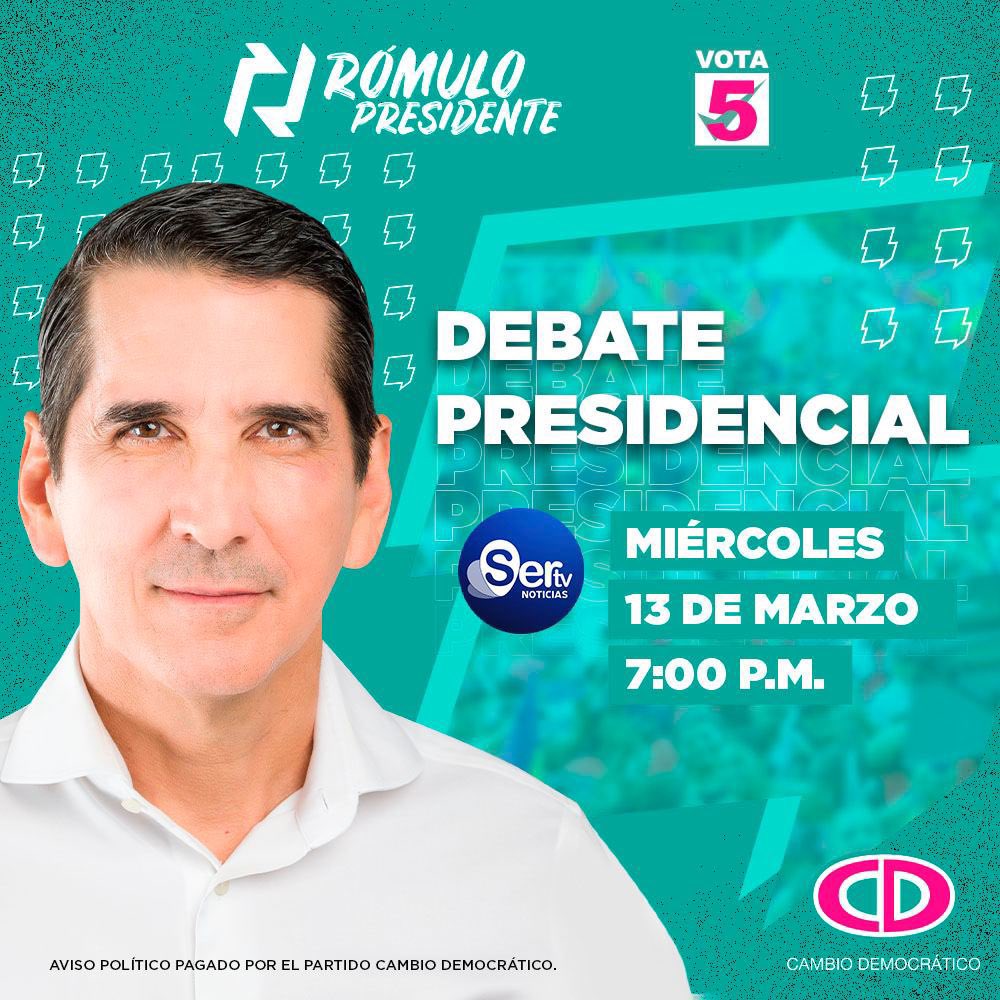 juridicoscd's tweet photo. ¡Sigue #EnVivo a @romuloroux en el Segundo #DebatePresidencial hoy
13 marzo 2024 7pm!
.@tepanama https://t.co/skqJwy9LvQ
.@SERTVPANAMA 🔗https://t.co/RRMVJDO041
#PorunPanamaMejor #LoBuenoViene para todos con #MásTrabajoMásPlata. ⚡️
#2DoDebate @CaDemocratico @panamenistas https://t.co/M5ZRt0QxY9
