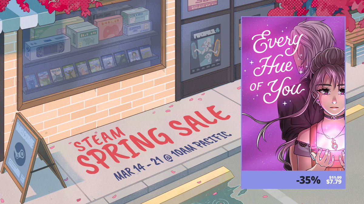 🌸 STEAM SPRING SALE TIME 🌸

Every Hue of You will be available at a 35% discount!

Start this spring season off by diving a little deeper, give this thoughtful #visualnovel a try💖