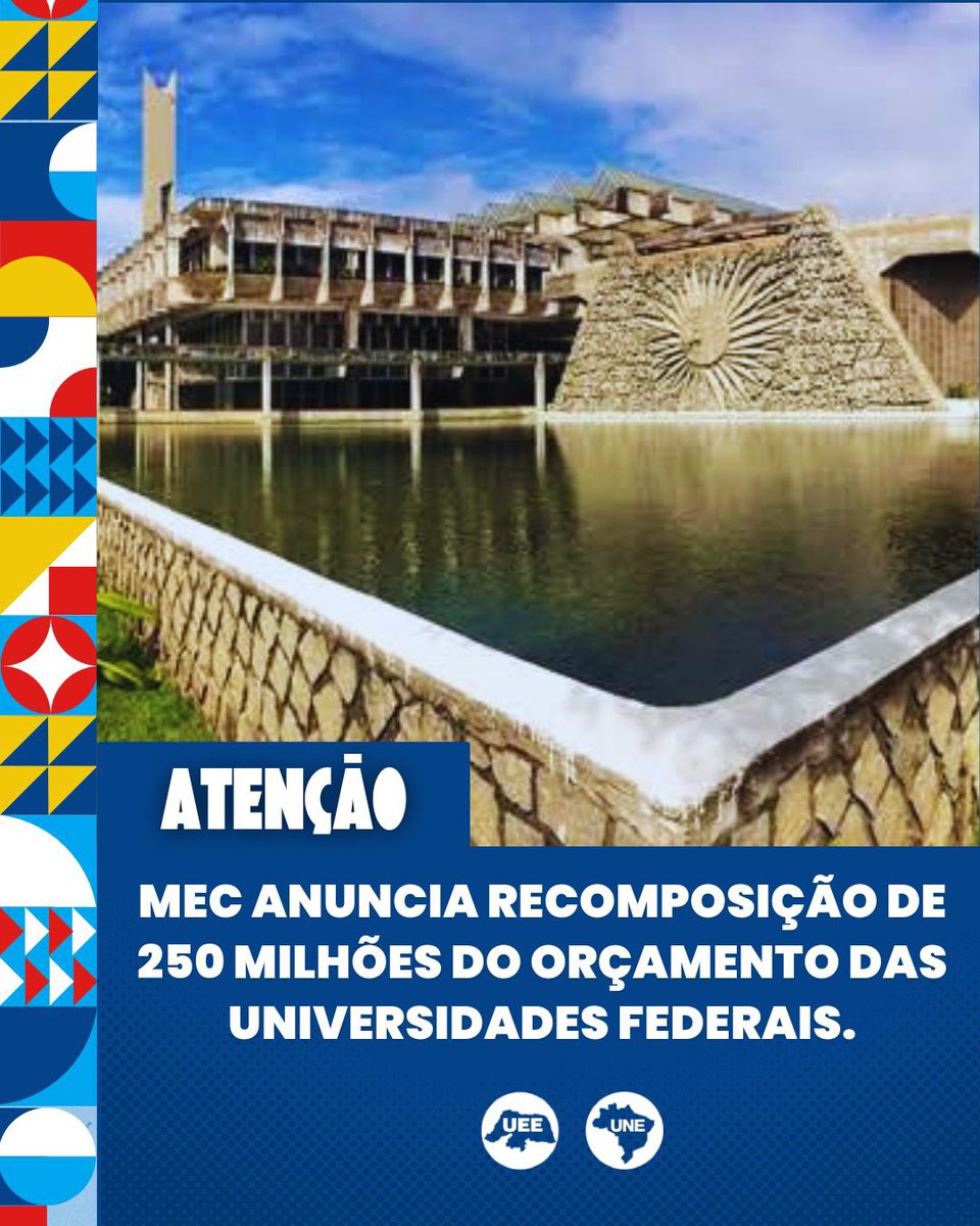 uee_rn's tweet photo. Orçamento das universidades federais recebe uma recomposição de 250 milhões de reais!

Essa é uma conquista dos estudantes, professores, movimento estudantil e sindical. Ainda temos muito o que recuperar, a luta por uma educação de qualidade continua!

#UEERN #UNE https://t.co/rsfFo2nY0Y