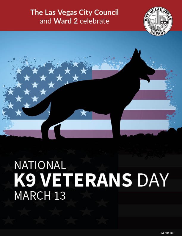 VictoriaDseaman's tweet photo. Today, we honor the sacrifices and dedication of the courageous military and service dogs.

#lvcouncil #lvccward2 @cityoflasvegas #K9VeteransDay #CourageousCanines #MilitaryDogs #ServiceDogs #UnsungHeroes #LoyalAllies #HonorOurK9s #DogsofService https://t.co/fvjr8VgHl0