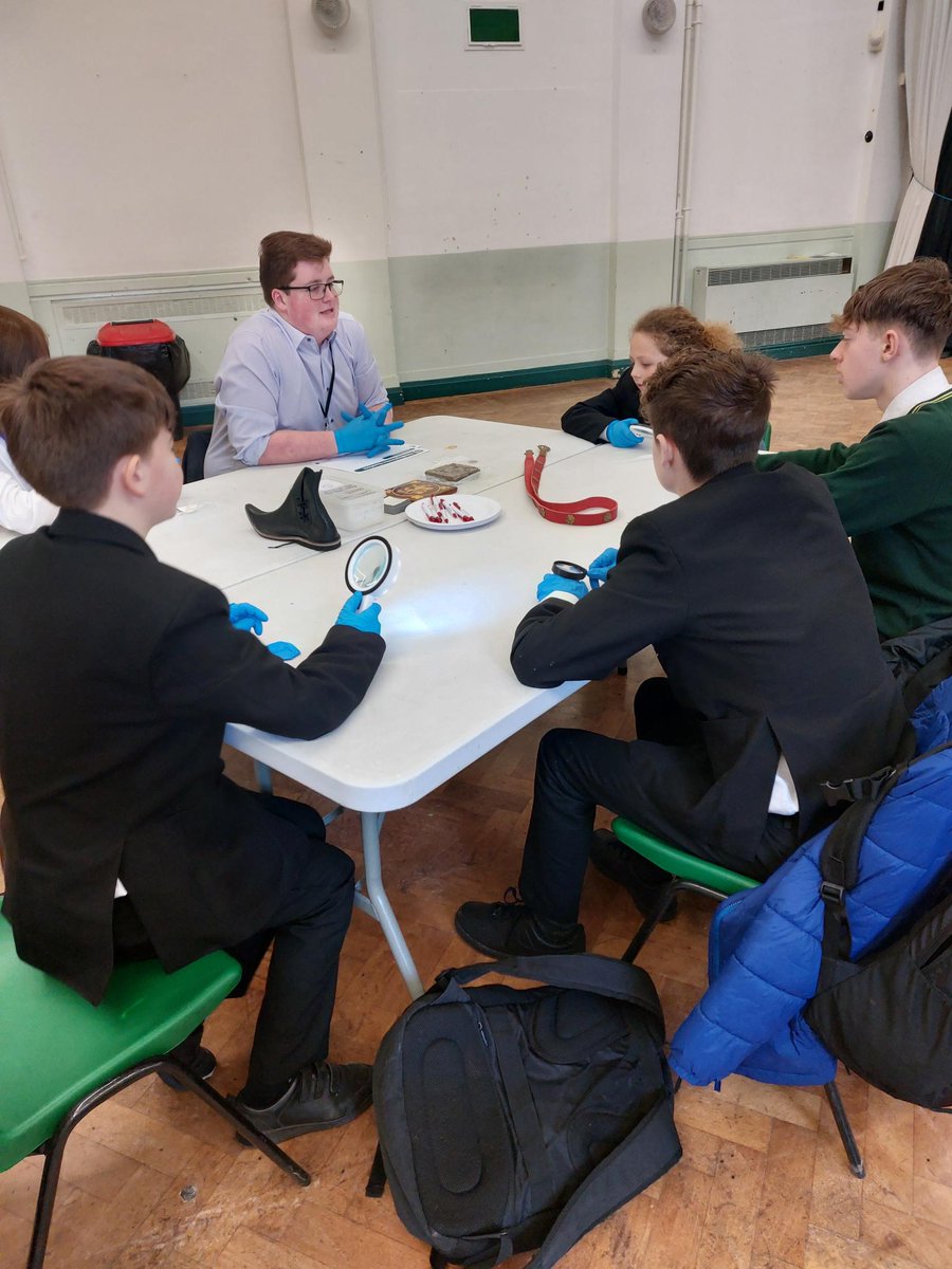 christofidelis's tweet photo. Some of our Year 7 pupils enjoyed handling medieval artefacts last week, kindly organised by @HistArchChester , The students involved then told stories about the path of the object from a creative point of view - a very interesting and enjoyable day! https://t.co/usR11BAiGJ