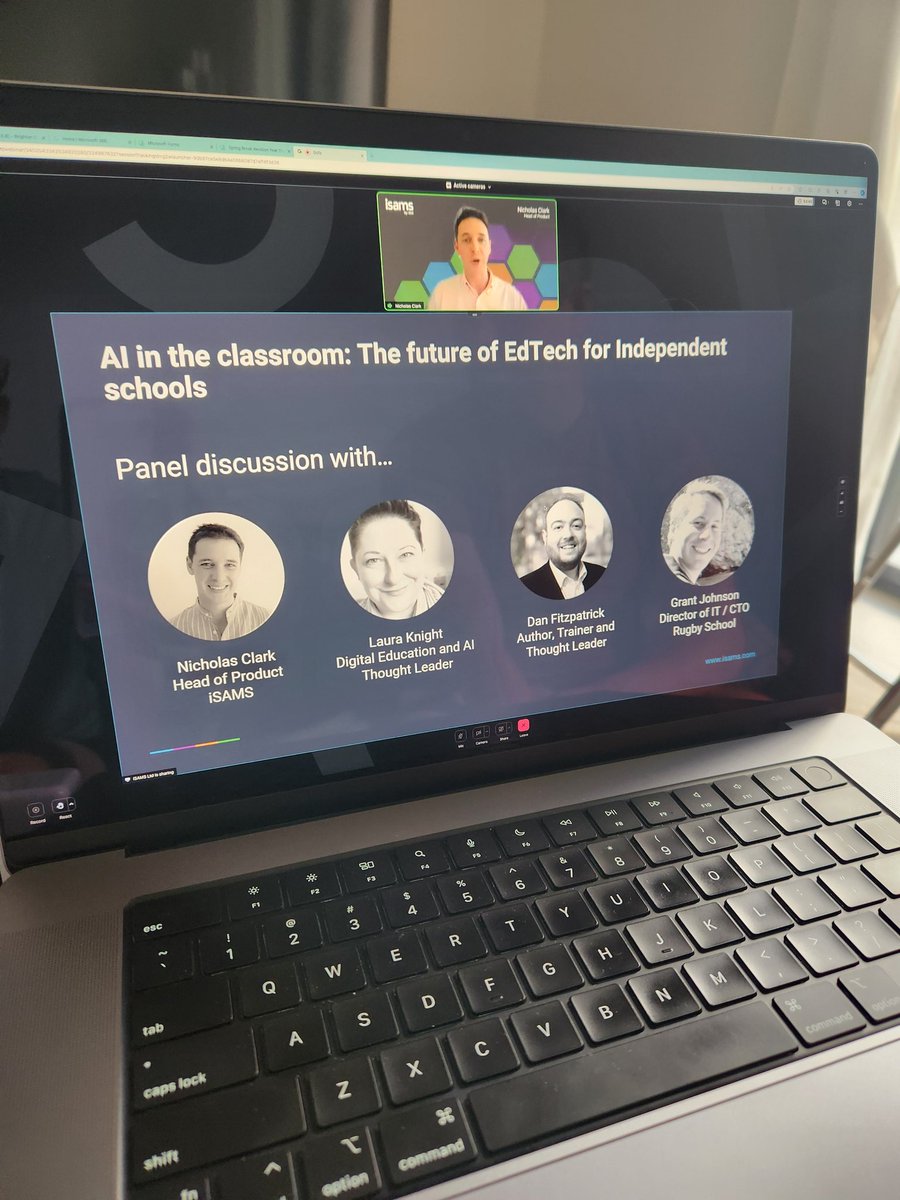 Love any chance to learn more about new and innovative tools and we all know AI is just that! 

Joined the AI in the classroom: The future of EdTech for independent schools hosted by @iSAMS Enjoyed hearing from some amazing educators, including @theaieducatorX

#aiclassroom #ai