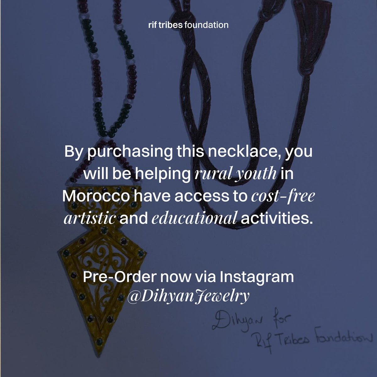 @dihyanjewelry for @riftribes: a modern take on the traditional Amazigh fibule turned into a gold-plated necklace that will fund the newly announced @riftribesartcenter

Pre-order now via instagram.com/DihyanJewelry

#riftribes