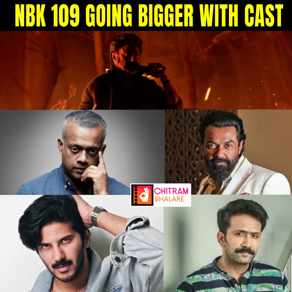 #NBK109 Cast as of now and its going very big 

#NandamuriBalakrishna 🔥🔥🔥

#DulquerSalmaan #ShineTomChacko #VasudevMenon #BobyDeol