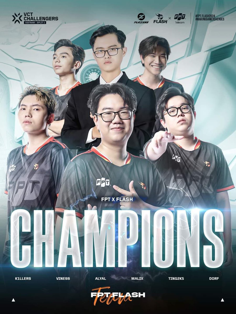 Flazersalliance's tweet photo. FPT FLASH OFFICIAL CHAMPION AT VALORANT Challengers 2024 Vietnam: Split 1.
#TeamFlash #TeamFlashVALORANT #Flazers #Alliance #AdminM https://t.co/P5oQWs8Uv7