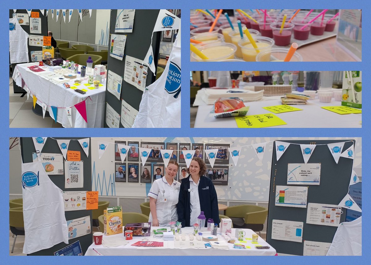 Yesterday, the Dietetic team held a stand in the atrium promoting good Nutrition and Hydration for our staff and patients.

There was a quiz, information on salt in foods, free smoothies, patient meal tasting, information on nutrition after surgery and lots more! 

<a href="/NHWeek/">N&H Week</a>