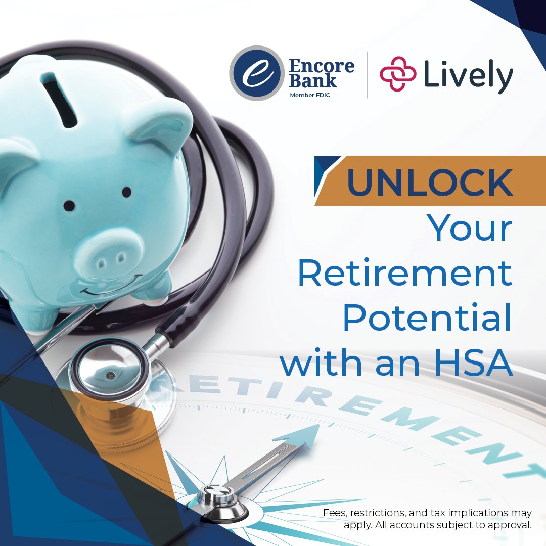 EncoreBank's tweet photo. It's time to shift gears and explore a solution that aligns with your unique needs – the Health Savings Account (HSA). Visit https://t.co/5G7dPGdQMU for more information or to sign up! #BuildingSomethingDifferent #EncoreBank #HSAretirement #HealthSavingsForRetirement https://t.co/4oDRamsJYL