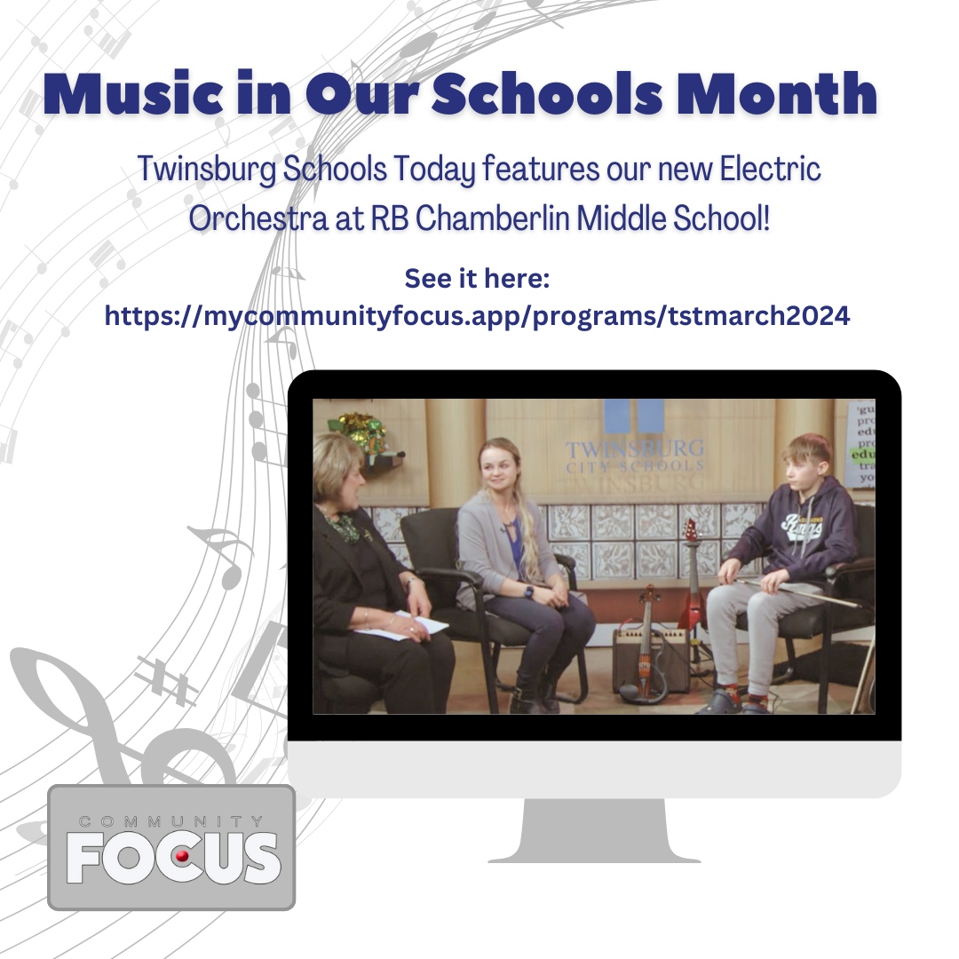 🎶📅 March is #MusicInOurSchoolsMonth, & we are excited about our new Electric Orchestra at RBC Middle School! 🎻🎼Learn more about it on Twinsburg Schools Today!
🔗 mycommunityfocus.app/programs/tstma…
💫 A big thank you to Community Focus for bringing this to our community!  #TCSDProud