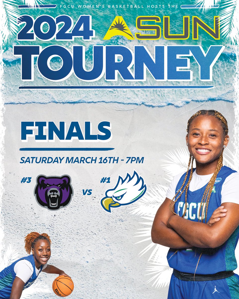FGCUDirtyBirds's tweet photo. 𝙁𝙄𝙉𝘼𝙇𝙎 𝙇𝙊𝘼𝘿𝙄𝙉𝙂 ⏳
LET’S WIN A CHAMPIONSHIP!
-
🏀 #1 @fgcu_wbb vs #3 Central Ark for the @asunsports Final! 🏆
⏰ 3/16 - 7pm
🎟️ FREE student tix at https://t.co/YYy2CIfeSV
WEAR 🟢 | FREE shirts: 1st 200 students!
$3 🍻 for students 21+ | FREE  🍿 
-
#LFG  #Raining3s https://t.co/1h97EJ8Sw7