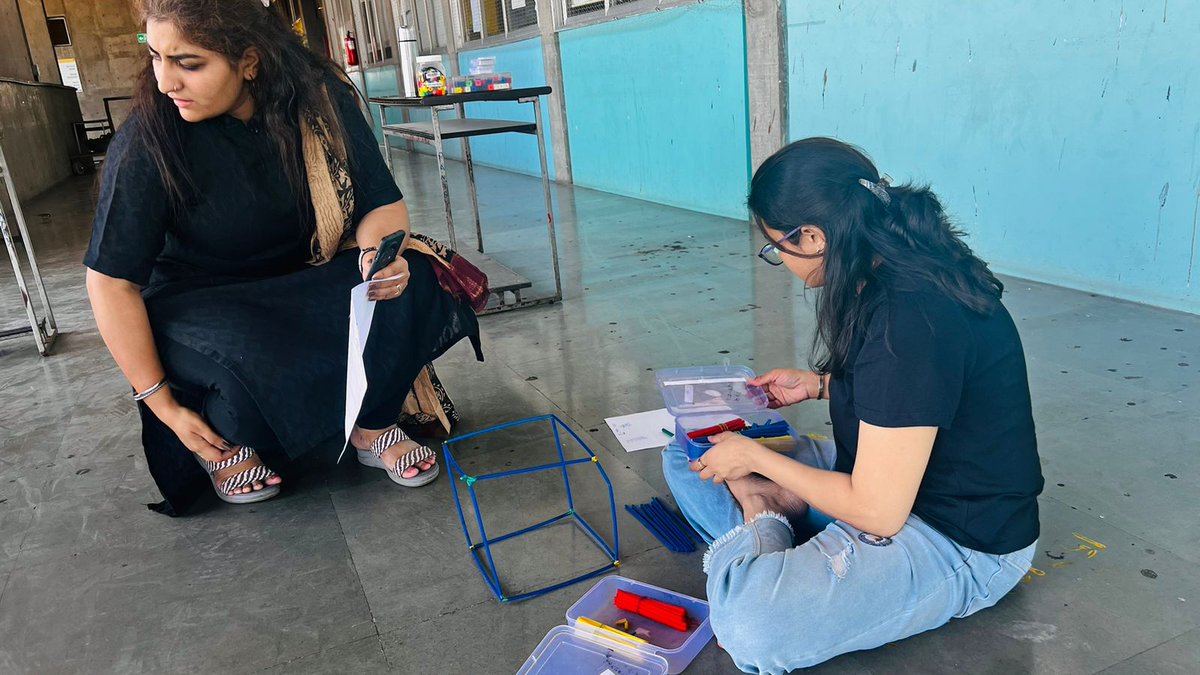 Grade 6 teachers exploring engaging activities to visualize shapes &amp; space in cyclic planner sharing. Demonstrating critical Thinking &amp; Social Skills, fostering a dynamic learning environment! 📏📐🔷🔲 #IBPYP