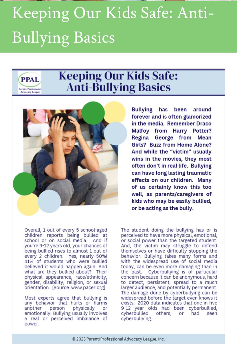 Check out PPAL's newest tip sheet on Keeping our kids Safe From Bullying Basics!
ppal.net/publication/ke…
