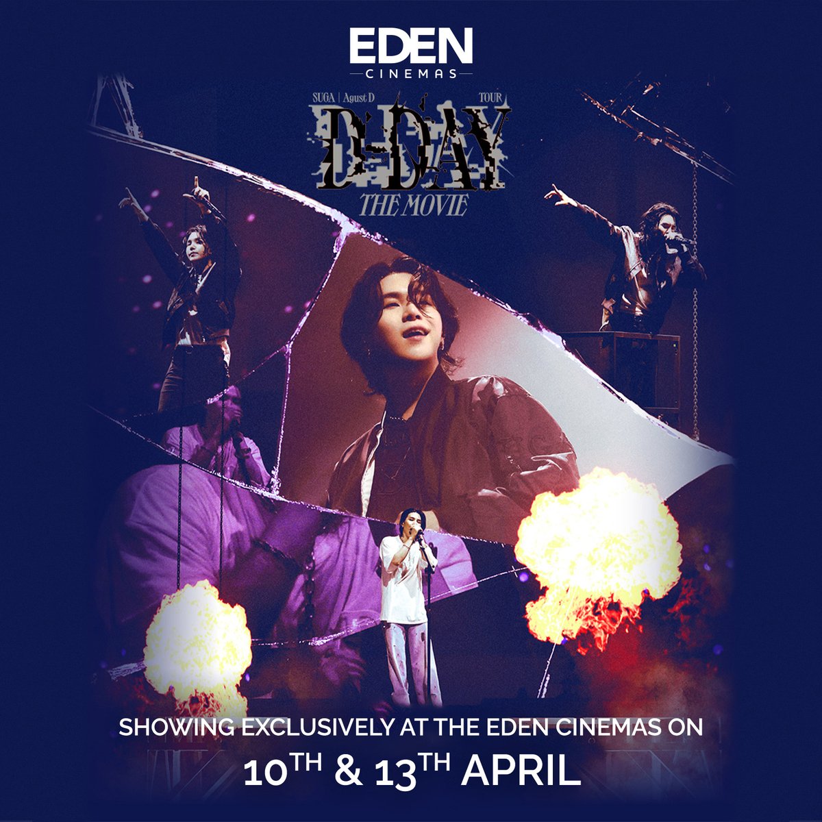 The eagerly awaited film of BTS SUGA’s Encore Concert <SUGA│Agust D TOUR ‘D-DAY’ THE MOVIE> bursts onto the big screen 😍 

Catch it exclusively at the Eden Cinemas on the 10th and 13th of April. Tickets now on sale 🎫 edencinemas.com.mt