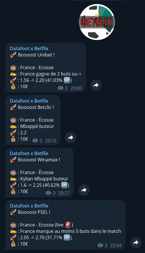 datafootfr's tweet photo. Comment gagner un SMIC chaque année grâce à @betflix__ ? 🤔

N'hésitez pas à vous abonner à son compte 🤝

Tous les utilisateurs de Datafoot peuvent désormais rejoindre le canal Telegram Datafoot x Betflix pour recevoir les alertes sur les cotes boostées en direct 🚨

3 simples étapes ⬇️