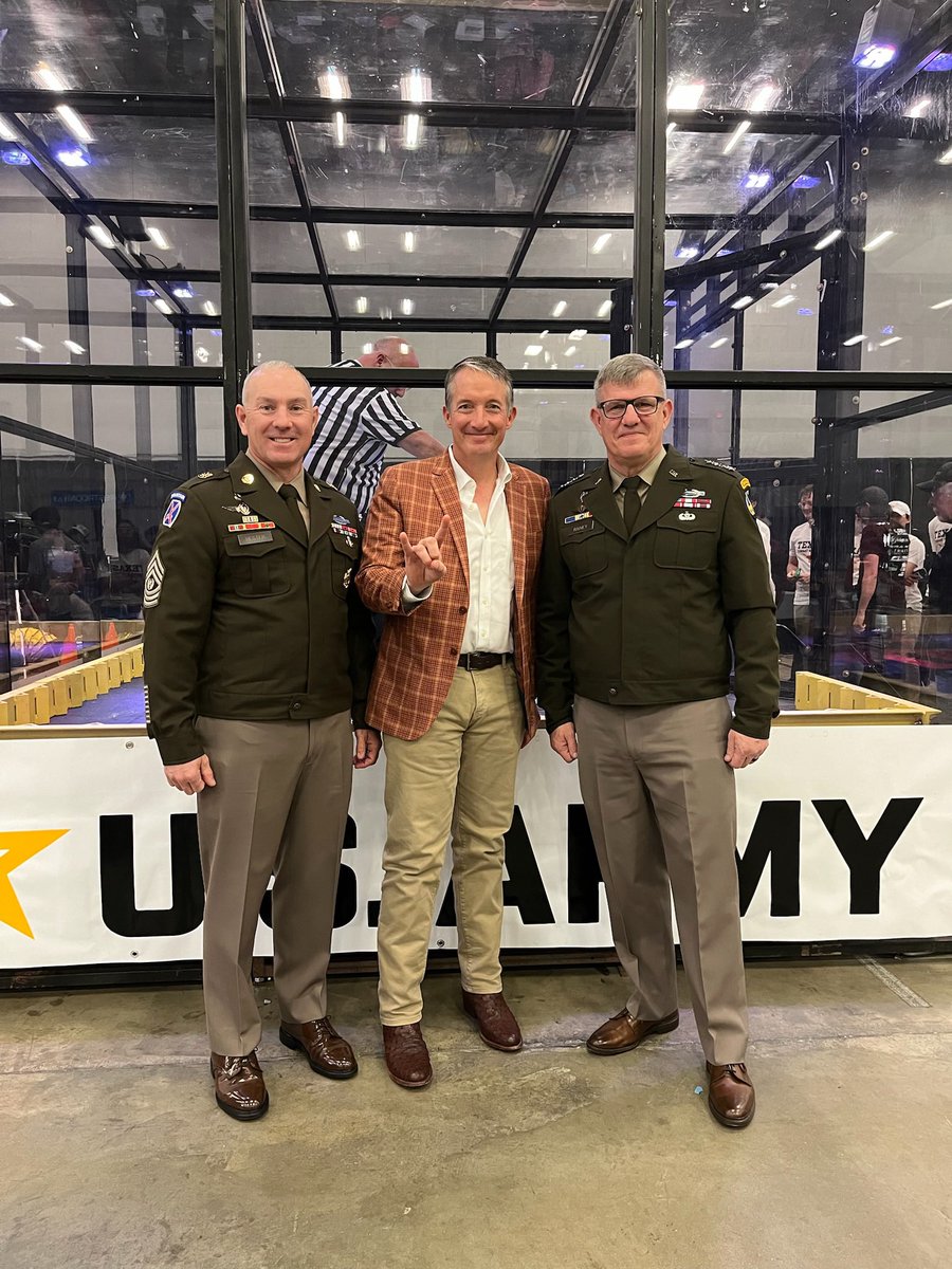 One highlight of #SXSW: Joining @ArmyFutures and @Texas_Robotics to discuss the importance of robotics in the military and education and the opportunity to do it together. Thanks to Army Futures Command Commanding General James Rainey and Command Sergeant Major Brian Hester