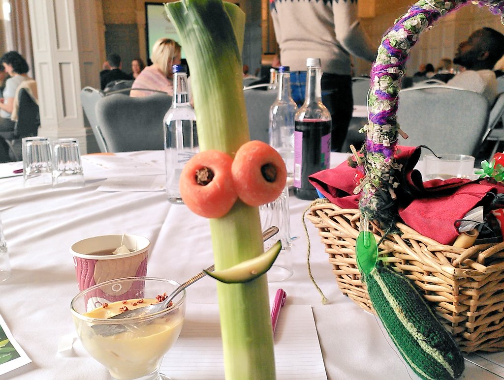 Leek Skywalker🥬 is very happy to be at the @AFNnetwork conference in Sheffield (and delighted with the mango 🥭 panacotta also) #AFNBigTent