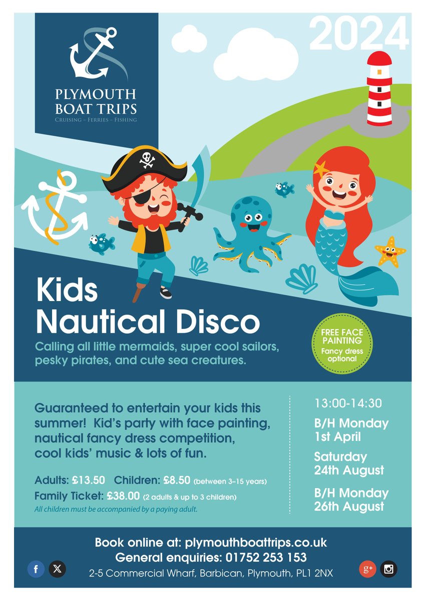 🎉 SPECIAL OFFER ALERT! 🎉 To kick off the season, we're throwing a Kid's Nautical Disco on EASTER MONDAY and tickets are HALF PRICE! Let your little ones dance the day away with us ⚓️ Grab this bargain deal now before it sails away: ow.ly/vtcj50QSaNS🕺💃