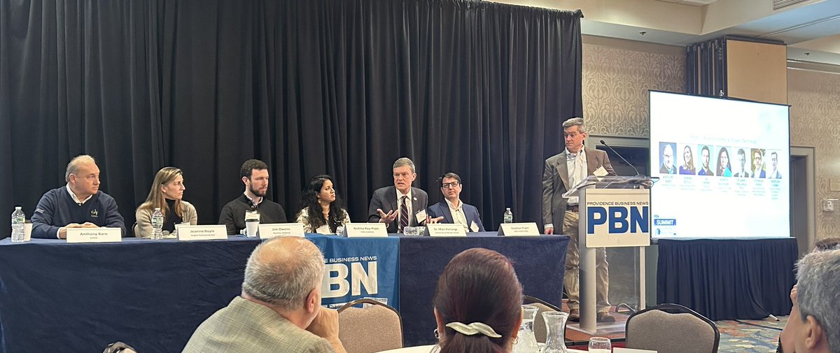Excellent panel discussion at the <a href="/ProvBusNews/">PBN</a> Emerging Industries Summit. President @MarcParlange explained URI’s critical role in growing the blue economy.