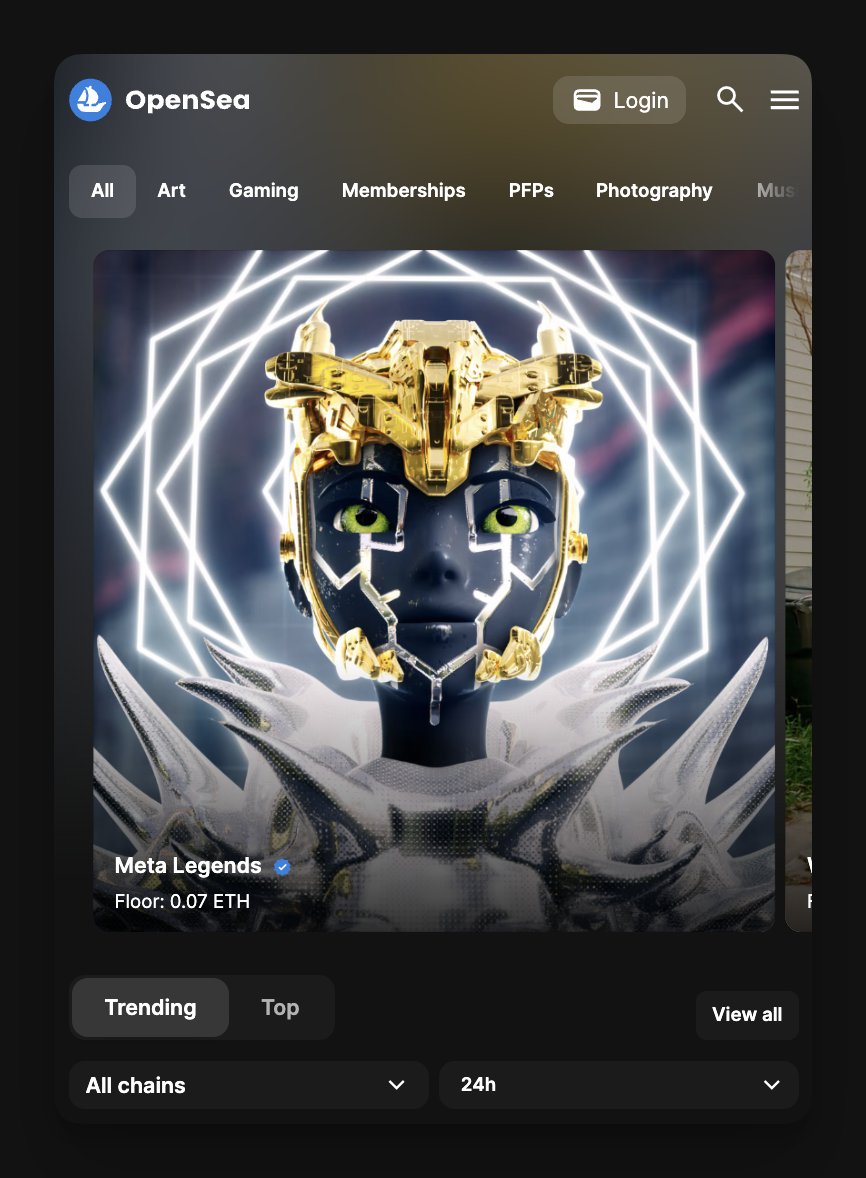 Meta Legends is the #1 collection featured on the OpenSea home page

As it should 🫡

#GoLegends <a href="/metalegendsnft/">Meta Legends</a>