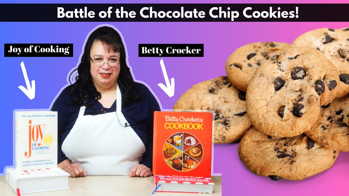 AmyLearnstoCook's tweet photo. Battle of the Chocolate Chip Cookies! Joy of Cooking vs Betty Crocker. Visit Amy Learns to Cook on YouTube! #chocolatechipcookies #cookies #baking #cooking #recipes #recipe #amylearnstocook https://t.co/l6y3SzO5vB via @YouTube https://t.co/TgwnrI1W2f