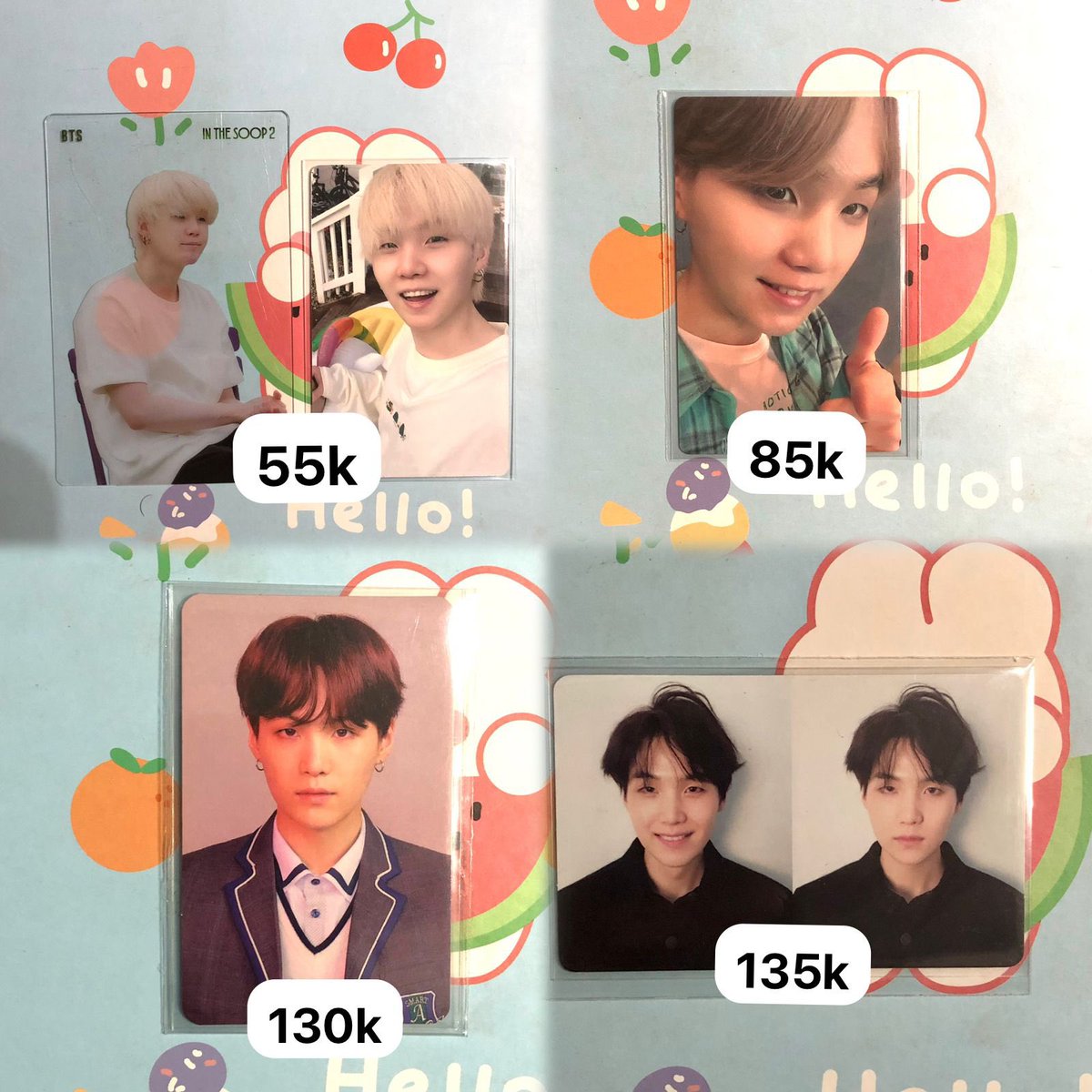! HELP RT ! WTS//WANT TO SALE PC SUGA official orul set dnw tear u tear o her o her v tear r answer L in the soop set ✔️all good condi ✔️incl pack ✔️keep event(wajib dp) 🍊co oren ❗️not for sensitive buyer❗️ wts wtb pc photocard suga