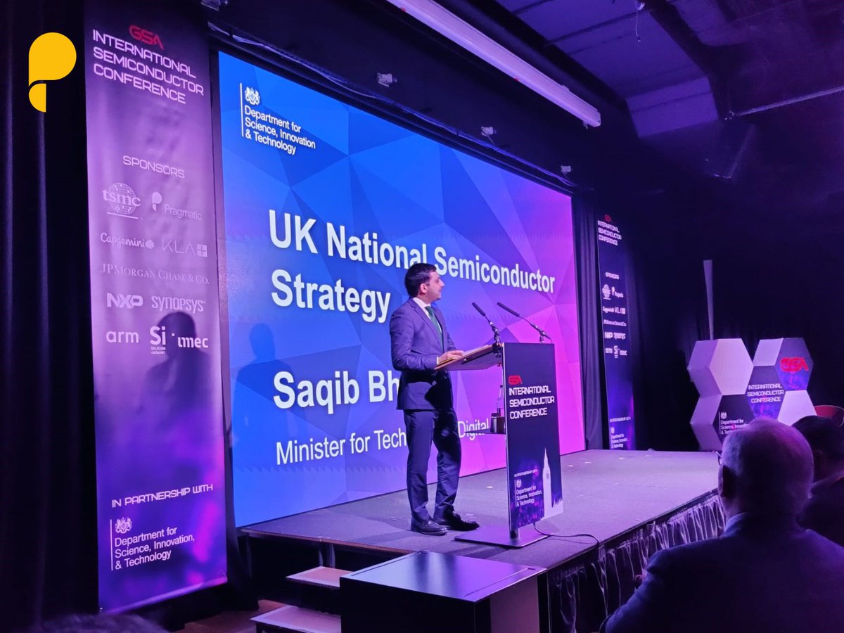 Brilliant to hear from @bhatti_saqib MP at the @GlobalSemi Alliance (#GSA) conference in London this afternoon. Saqib called out Pragmatic Semiconductor as a UK success story and highlighted @UKInfraBank's investment in our recent Series D funding round. @SciTechgovuk #pragmatic