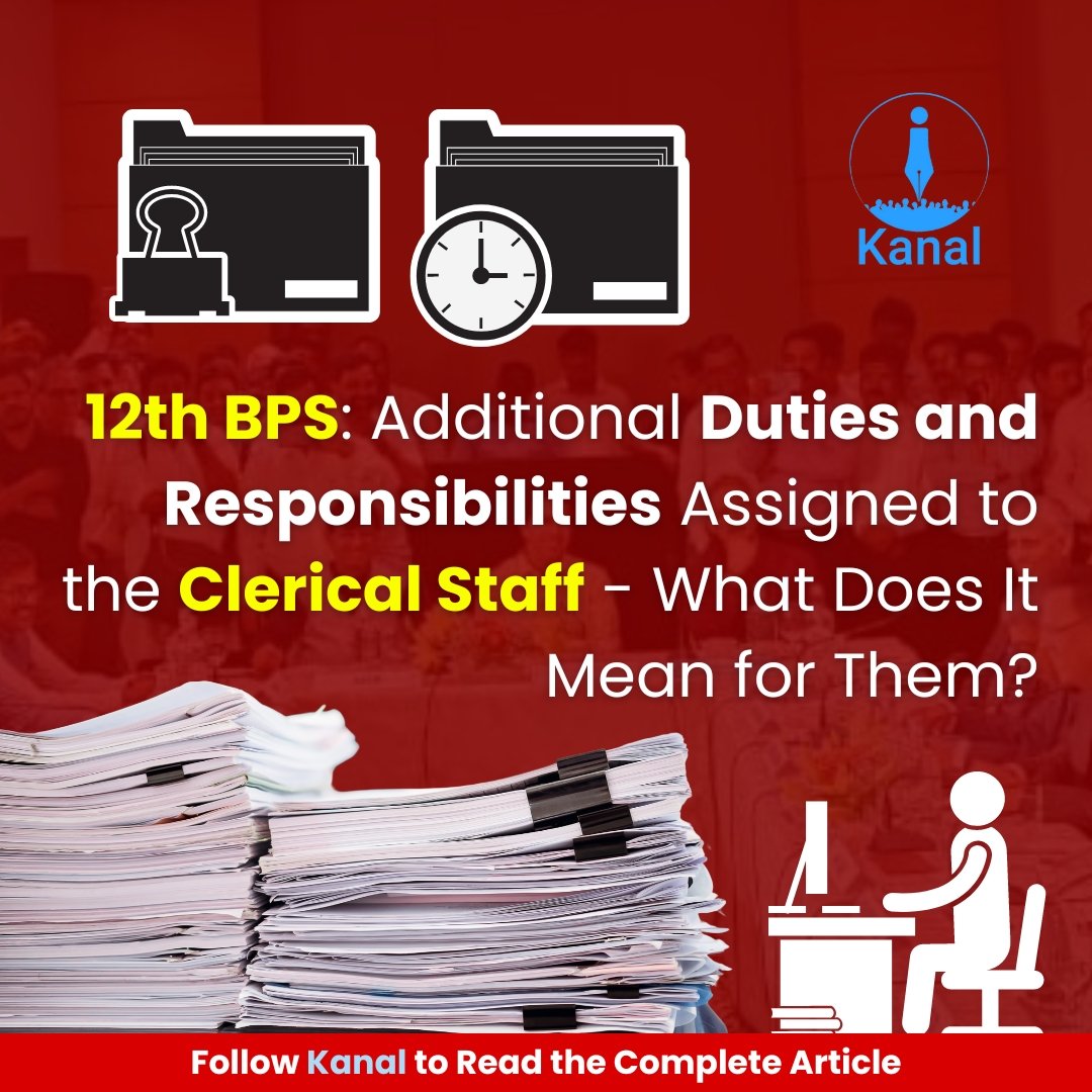 kanalmedia23's tweet photo. 12th BPS: Additional Duties and Responsibilities Assigned to the Clerical Staff - What Does It Mean for Them?

Join @kanalmedia23 on WhatsApp to get more updates on this:
https://t.co/DdBcwNpGiw

#12thBPS #9thJointNote #ClericalStaff #Banking https://t.co/E4KygqGi3G