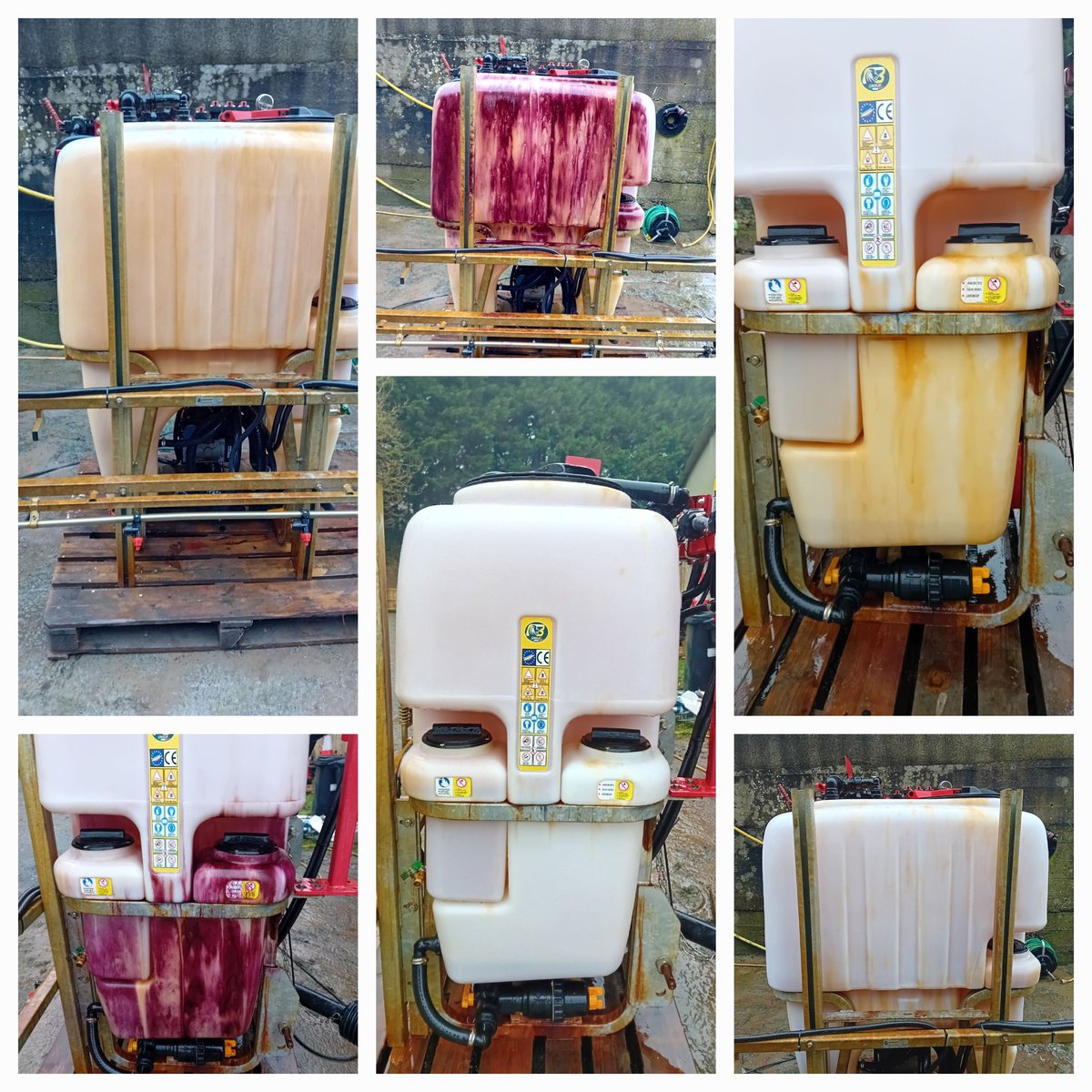 A satisfying job on a rainy day. Sprayer tank decontaminated and cleaned ready for it's next use.