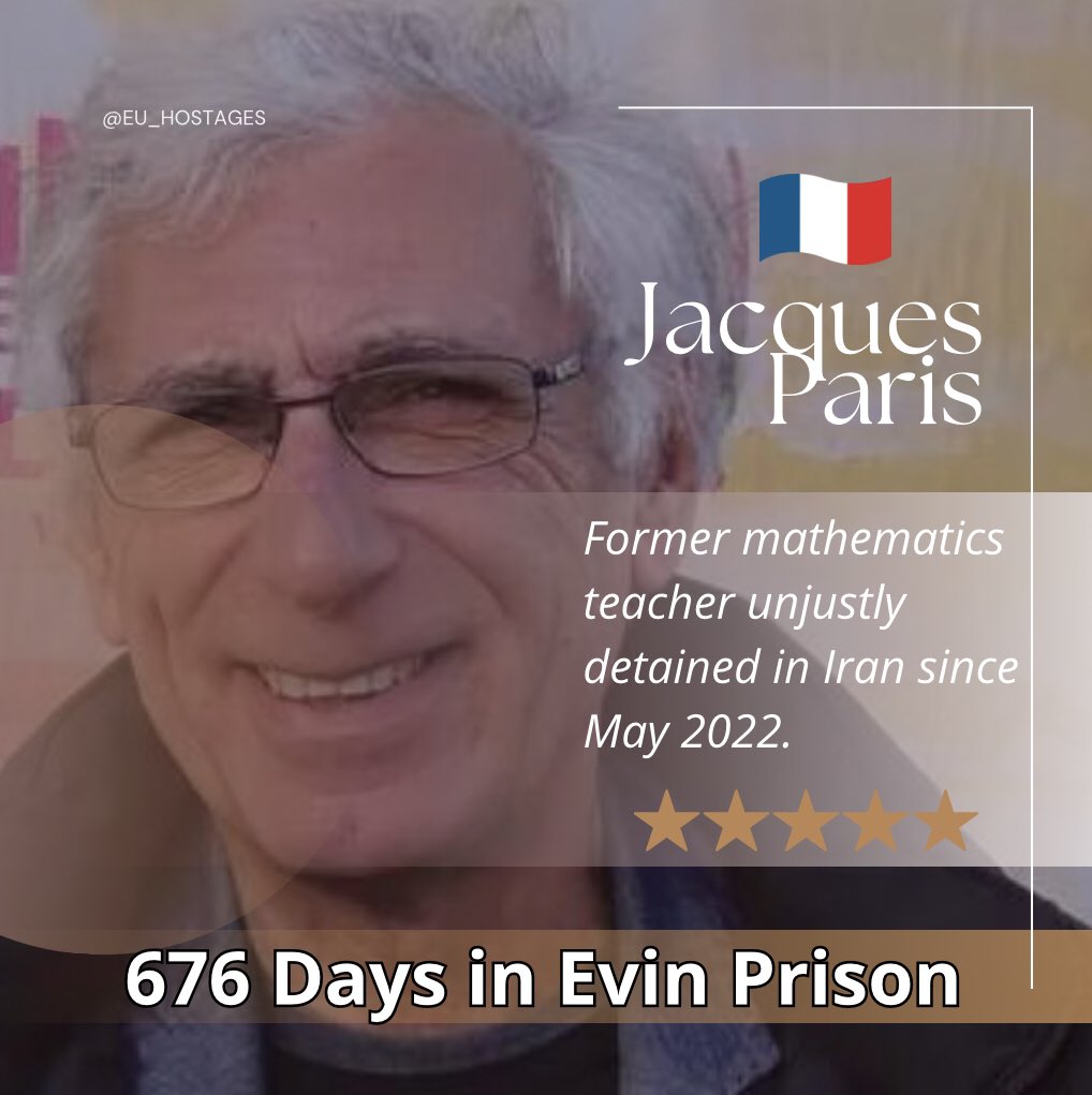 🇫🇷Jacques Paris has done nothing to be unjustly detained in #Iran. He is just an additional victim used by the #IranianRegime as a pawn.
@EmmanuelMacron & @europarl, pls ensure that this #EU citizen’s rights are respected & seek his immediate release. #FreeJacques @FreeCecile_