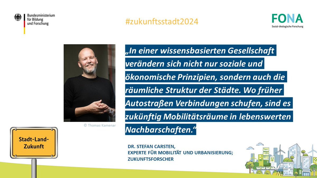 Was ist der Schlüssel für eine #nachhaltige #Mobilität? Zukunftsforscher <a href="/StefanCarsten/">Stefan Carsten</a> macht deutlich, dass wir ein umfassenderes räumliches Verständnis brauchen. Dazu gehört, dass wir nur mit einer anderen Mobilität weniger Verkehr realisieren können. #Zukunftsstadt2024