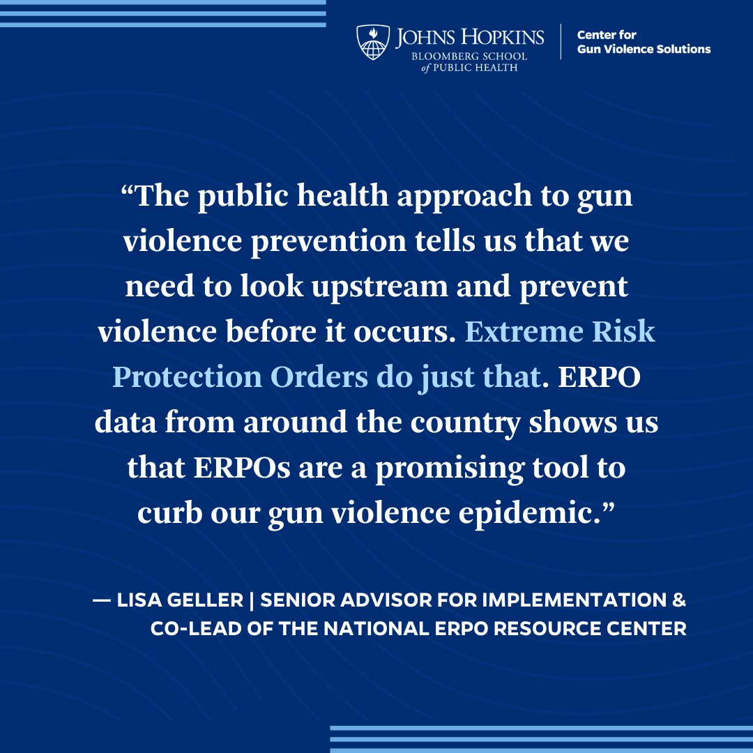 Today, more than half of Americans live in a state with an Extreme Risk Protection Order (ERPO). This is the direct result of our work, @Consortium_RBFP, and advocates across the country. Learn more about how our research drives solutions to save lives. publichealth.jhu.edu/center-for-gun…