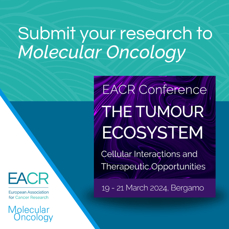 MolOncology's tweet photo. You’re invited to submit your latest research in the field of tumour microenvironment and tumor-host interactions – to be featured in our new article collection in collaboration with the EACR Conference | #eacrTumourEcosystem, 19-21 Mar.