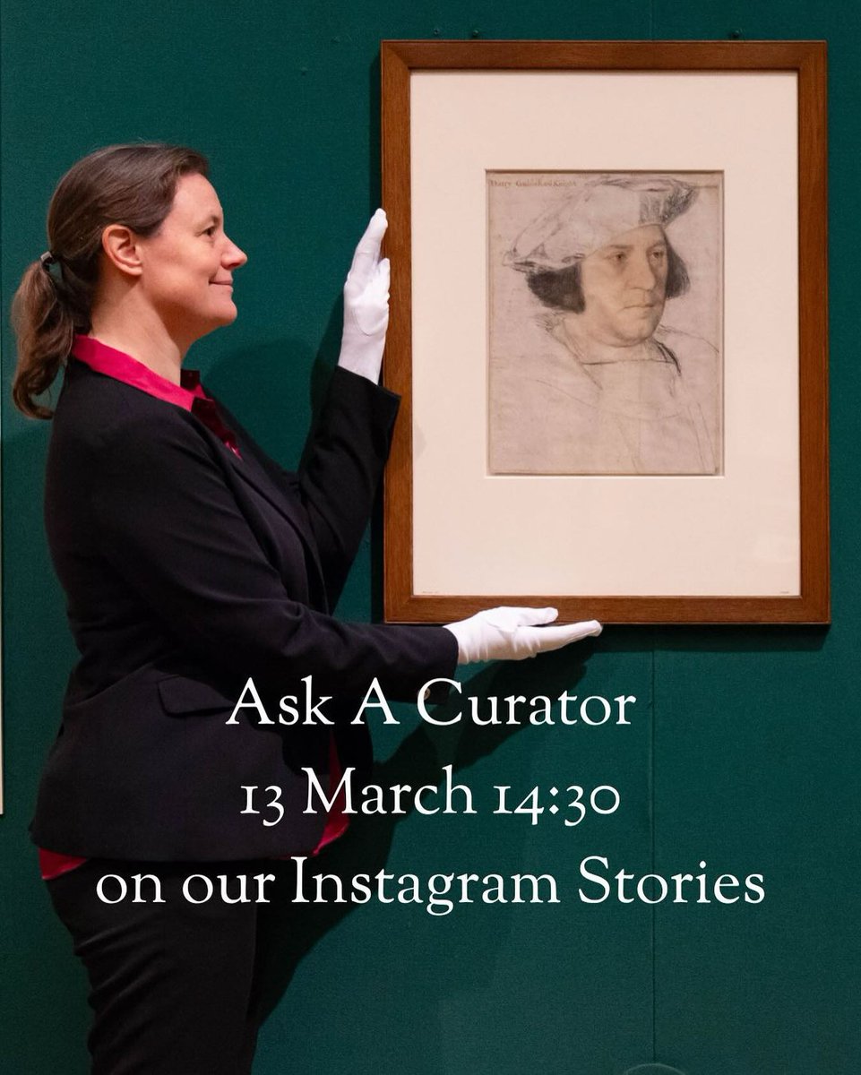 RCT's tweet photo. Head over to the Royal Collection Trust Instagram account this afternoon from 14:30 to join our Q&A with Kate, curator of our exhibition, #Holbein at the #Tudor Court. We'll be answering questions sent in by our followers live from The Queen's Gallery, London. #AskACurator #AMA https://t.co/Gwcjeq41Dj