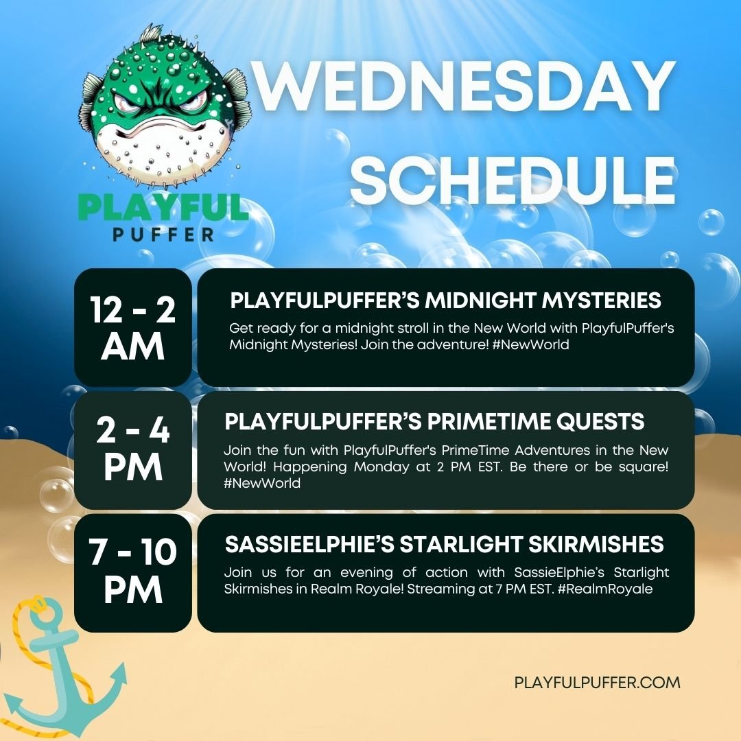 playfulpuffer's tweet photo. Join us for a day full of gaming! We’re starting with New World, switching to Realm Royale, and ending with New World. Check out https://t.co/LfI94s1fgq for more! https://t.co/QK6StKIw1T