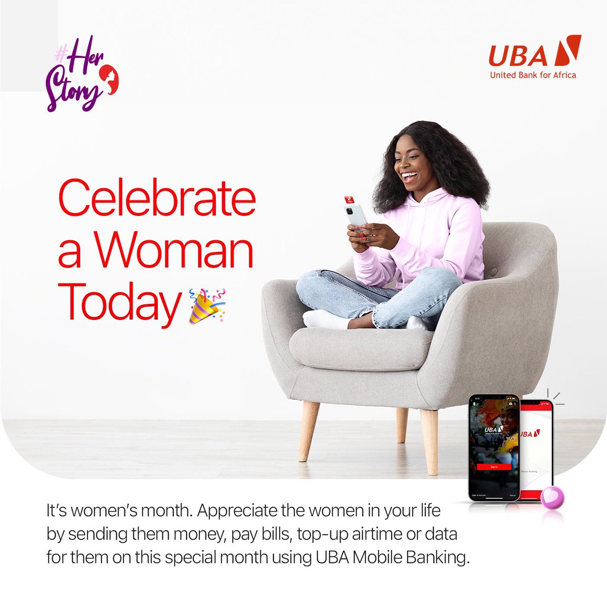 It's women's month, and what better way to show your appreciation than by treating the women in your life right. 🚺 Explore the UBA Mobile App to send them money, pay their bills, or top up airtime and data. Let's make this month extra special for the amazing women in our lives.…