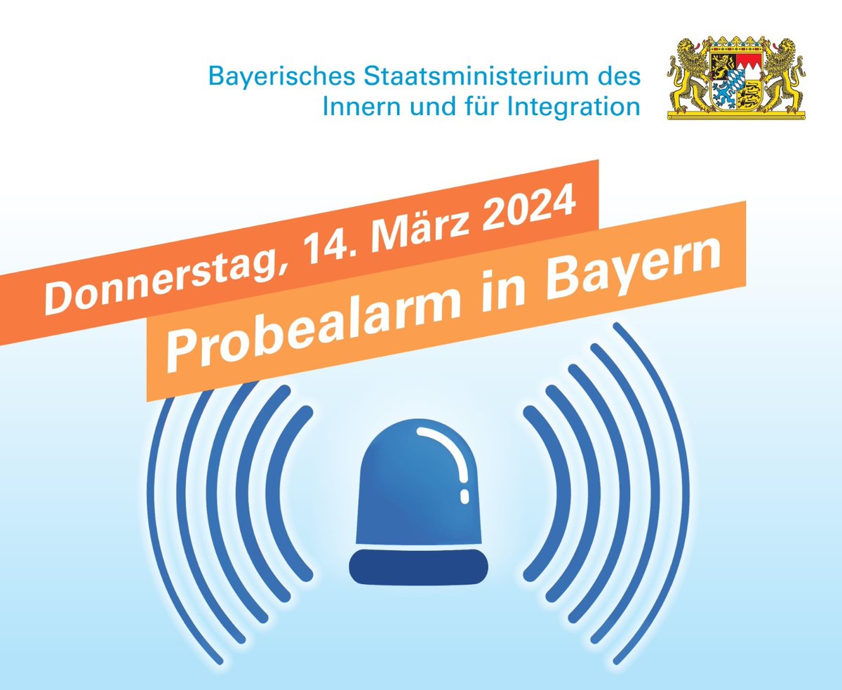 🚨 Achtung: Bayernweiter Warntag! 🚨 Am Donnerstag findet gegen 11.00 Uhr ein Probealarm statt. Von uns werden u.a. KATWARN &amp; Cell Broadcast erprobt. Außerdem halten wir euch über Social Media auf dem Laufenden.📲
#WirFürMünchen 
__________________________
➖ Feuerwehr München ➖