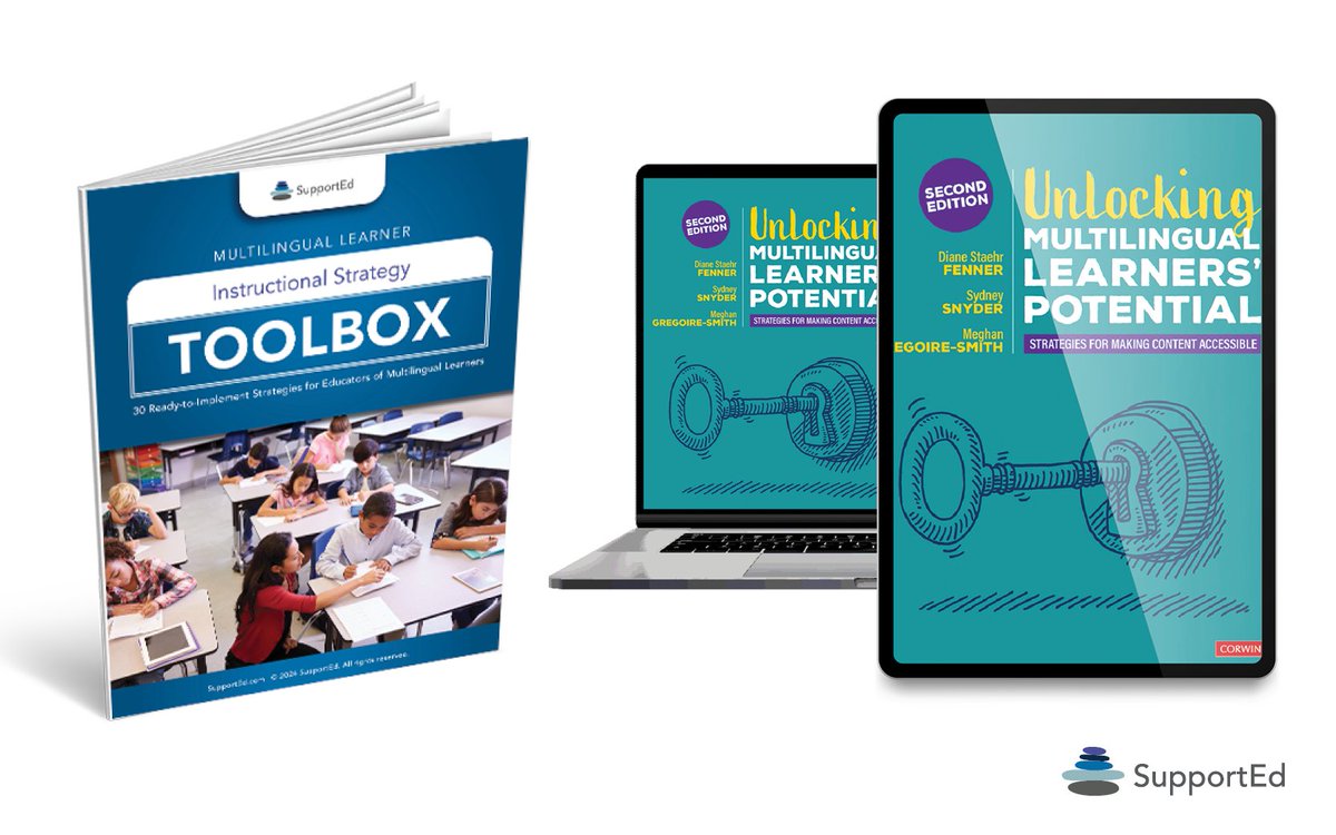 SupportEduc's tweet photo. Two resources to pair with SupportEd's new #UnlockingMLsPotential book ⤵️ 📖
1️⃣ ML Instructional Strategy Toolbox: digital toolbox contains 30 ready-to-implement strategies and a number of pre-designed activity templates. Free demo available: https://t.co/8zF45oFOF0 #MLLtoolbox https://t.co/0hisDxRpEs