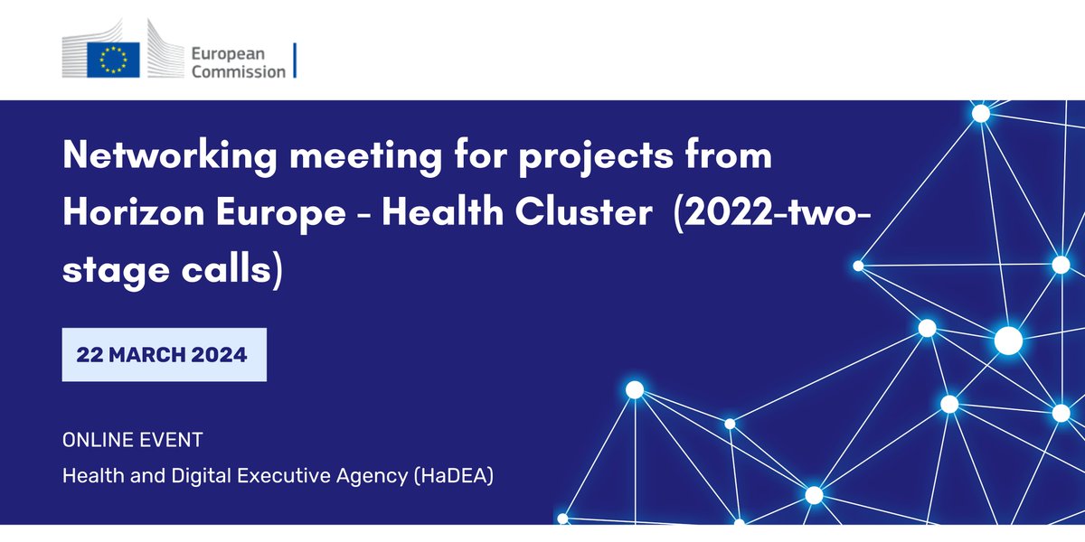 📅On 22 March 2024, @EU_HaDEA hosts an event for potential networking among projects under 2022-STAYHLTH-01-04 – Trustworthy artificial intelligence (AI) tools to predict the risk of chronic non-communicable diseases and/or their progression ai-prognosis.eu/news/networkin… #networking