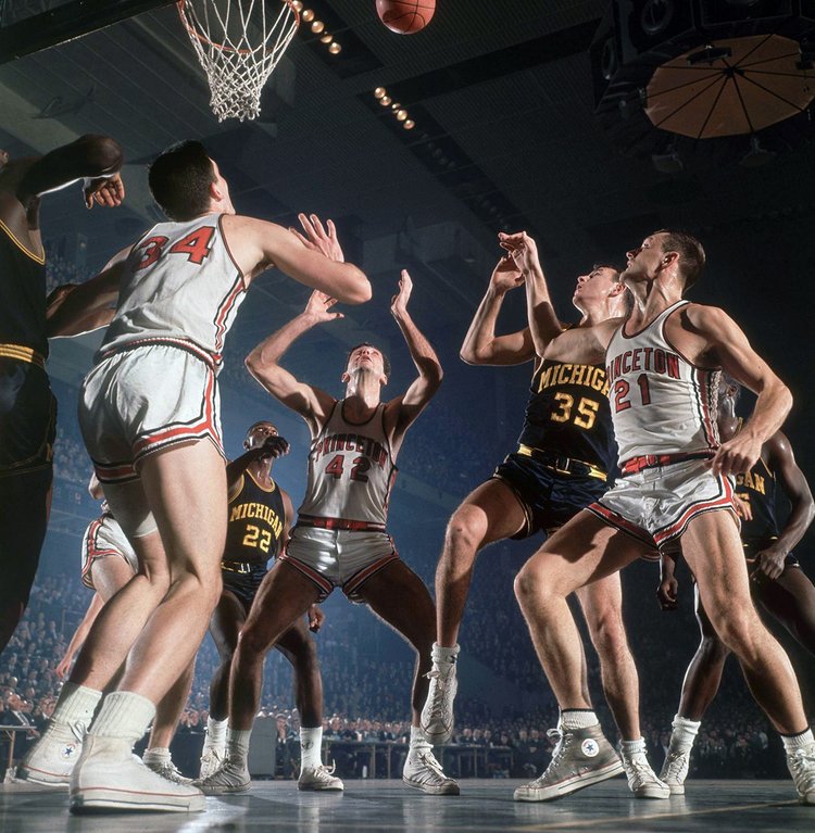 Bill Bradley, of Princeton University, waits for a rebound during a 1964 ECAC Holiday Festival game against Michigan at Madison Square Garden. New York, New York. December 30, 1964.