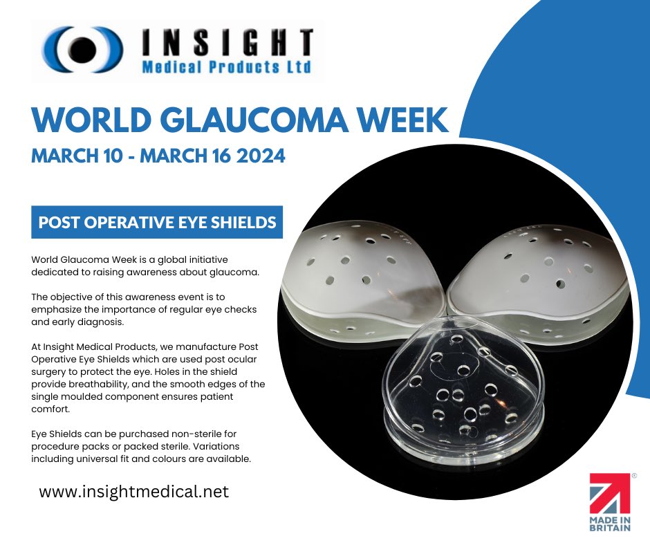 This week is World Glaucoma Week. We would like to remind of the importance of regular checks.

Did you know we manufacture post operative Eye Shields. 

Check out more here 👉🏻 insightmedical.net/eye-shield-2/ 

#WorldGlaucomaWeek #VisionForTheFuture #MedicalDevice