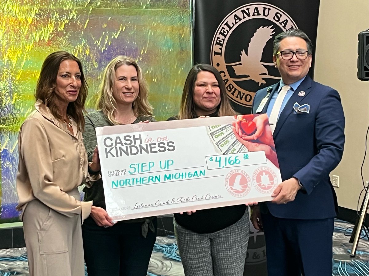 Our Cash in on Kindness monthly guest collection initiative presented $4,166.38 to Step Up Northern Michigan to make a difference in the lives of the at-risk youth in our community. #traversecity #nonprofit #community