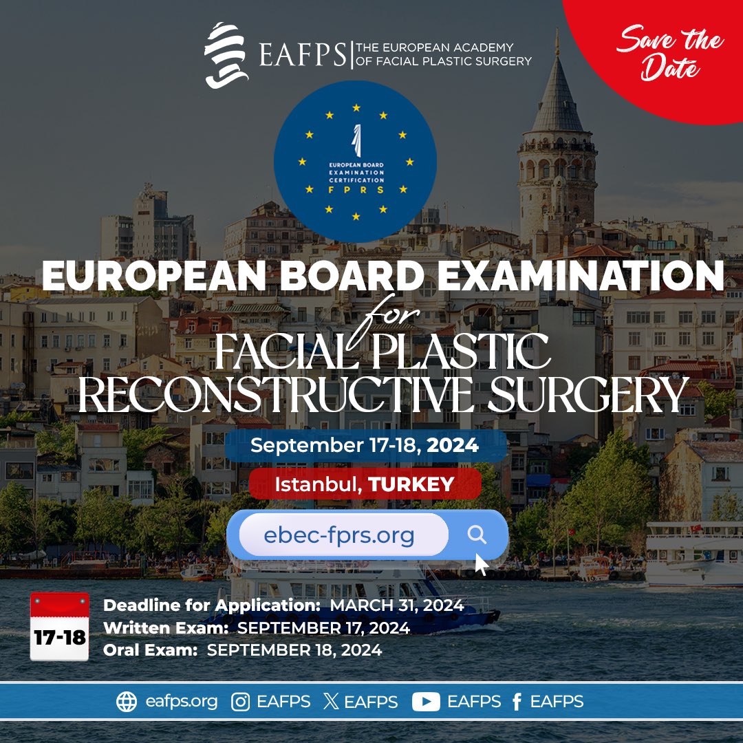 eafps's tweet image. At the European Board of Exam and Certification in Facial Plastic and Reconstructive Surgery (EBEC-FPRS), we are dedicated to raising the standards of facial plastic surgery accessible to the public.🥼

#facialplasticsurgery